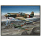Thijs Postma - Poster - Curtiss P-40B Shooting Down a Japanese Ki-27 Otsu - Metal Frame Poster - Metal Frame TP Aviation Art 45x60 cm / 18x24″ 