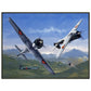 Thijs Postma - Poster - Curtiss-Wright CW-21 Demon Interceptors Hitting Japanese - Metal Frame Poster - Metal Frame TP Aviation Art 60x80 cm / 24x32″ 