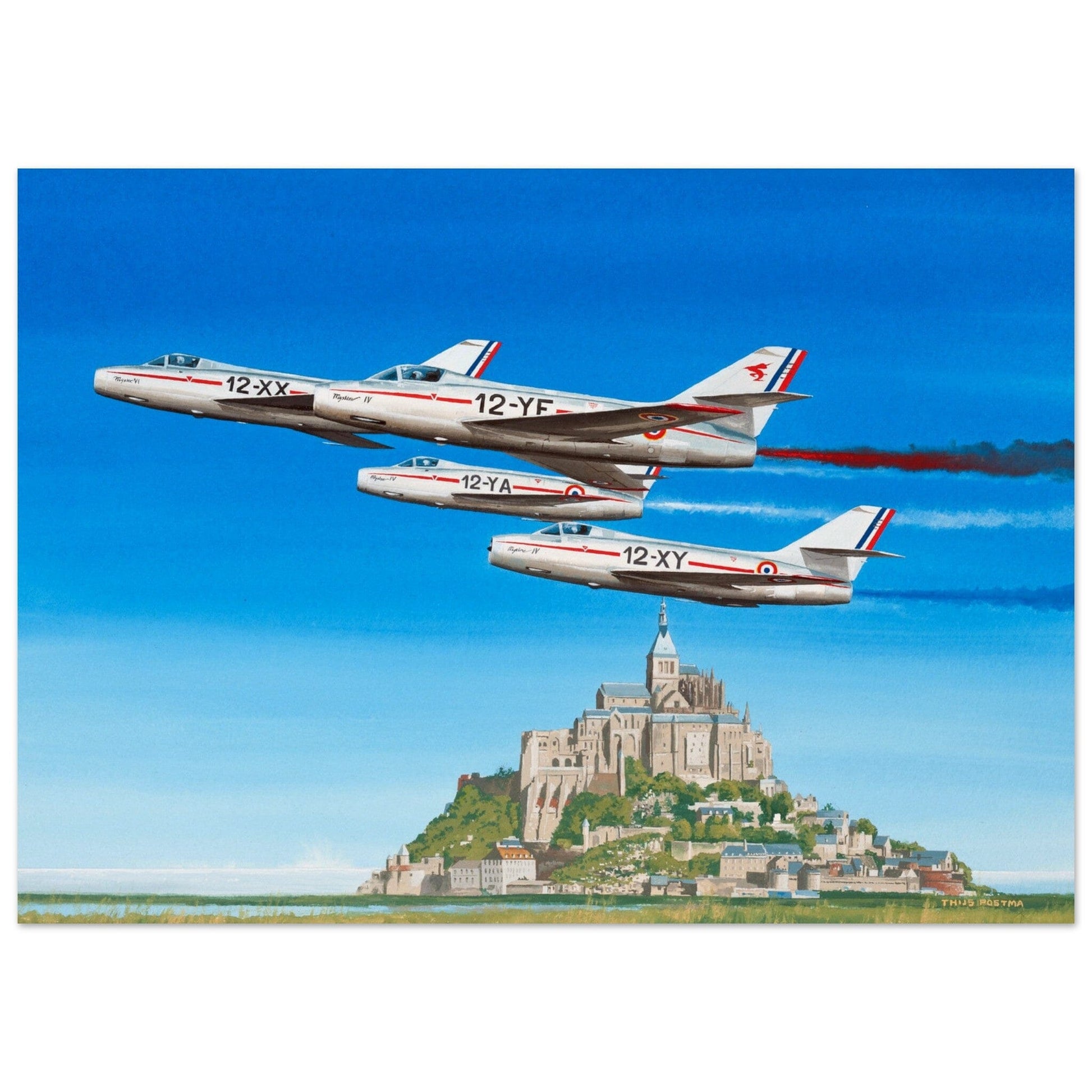 Thijs Postma - Poster - Dassault Mystère IV Patrouille de France Poster Only TP Aviation Art 50x70 cm / 20x28″ 