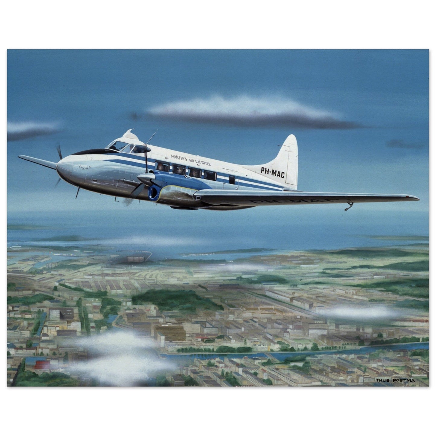 Thijs Postma - Poster - De Havilland DH.104 Dove Martinair Poster Only TP Aviation Art 40x50 cm / 16x20″ 