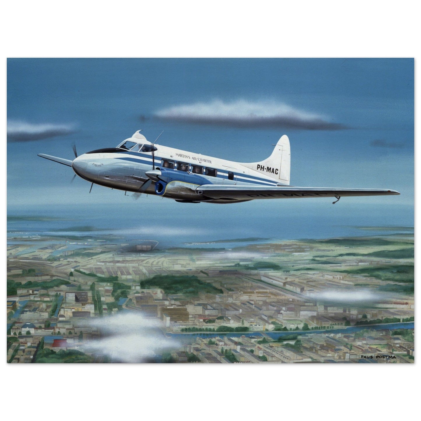 Thijs Postma - Poster - De Havilland DH.104 Dove Martinair Poster Only TP Aviation Art 45x60 cm / 18x24″ 