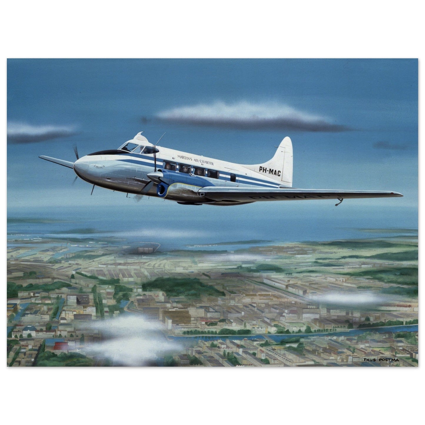 Thijs Postma - Poster - De Havilland DH.104 Dove Martinair Poster Only TP Aviation Art 60x80 cm / 24x32″ 