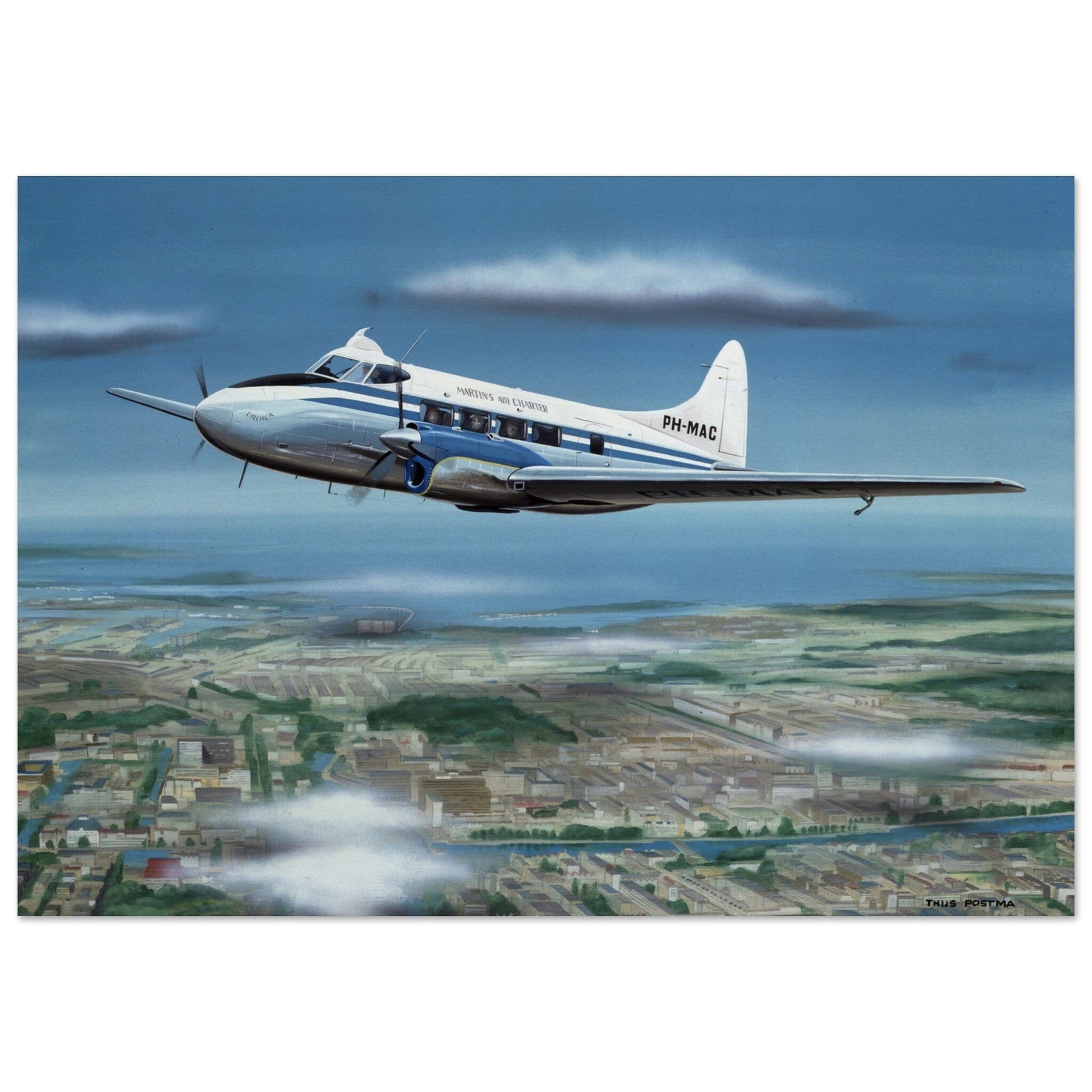 Thijs Postma - Poster - De Havilland DH.104 Dove Martinair Poster Only TP Aviation Art 70x100 cm / 28x40″ 