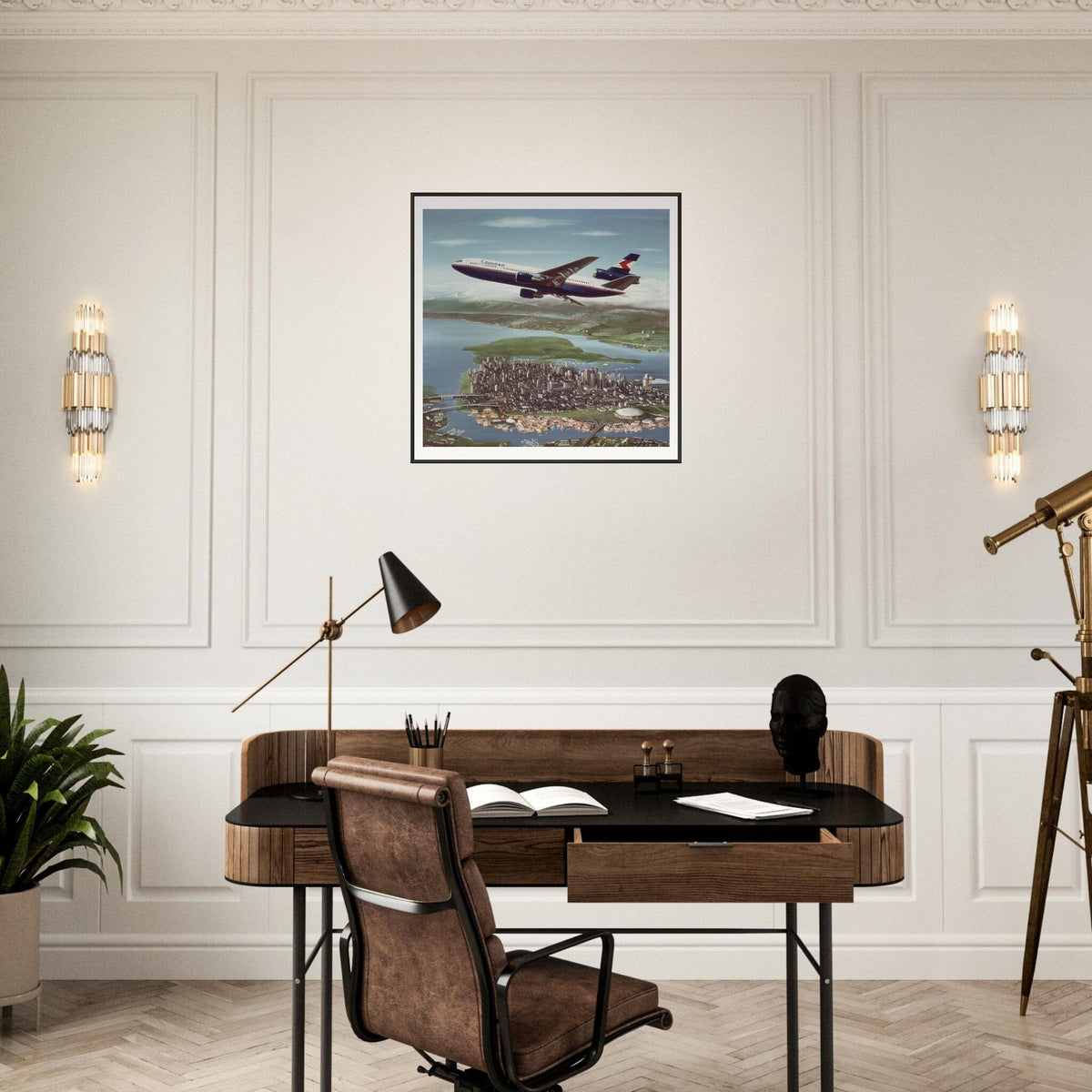 Thijs Postma - Poster - Douglas DC-10 CPA Over Vancouver - Metal Frame Poster - Metal Frame TP Aviation Art 