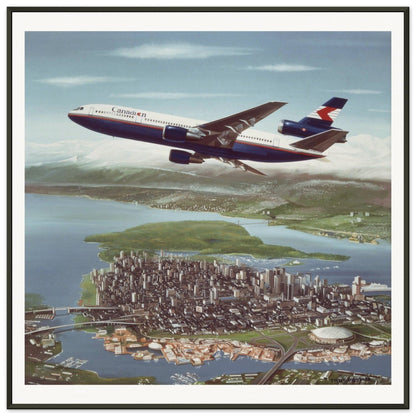 Thijs Postma - Poster - Douglas DC-10 CPA Over Vancouver - Metal Frame Poster - Metal Frame TP Aviation Art 70x70 cm / 28x28″ 