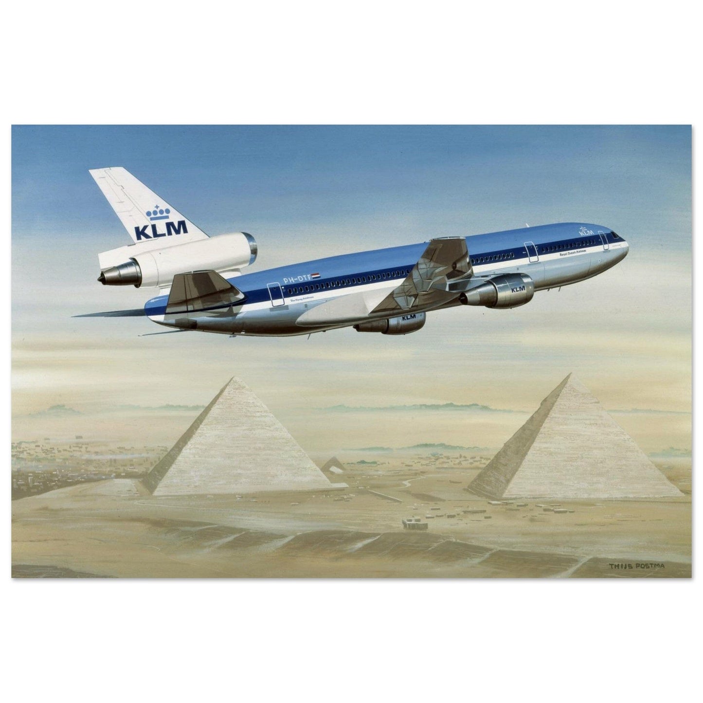 Thijs Postma - Poster - Douglas DC-10 KLM Pyramides Poster Only TP Aviation Art 40x60 cm / 16x24″ 
