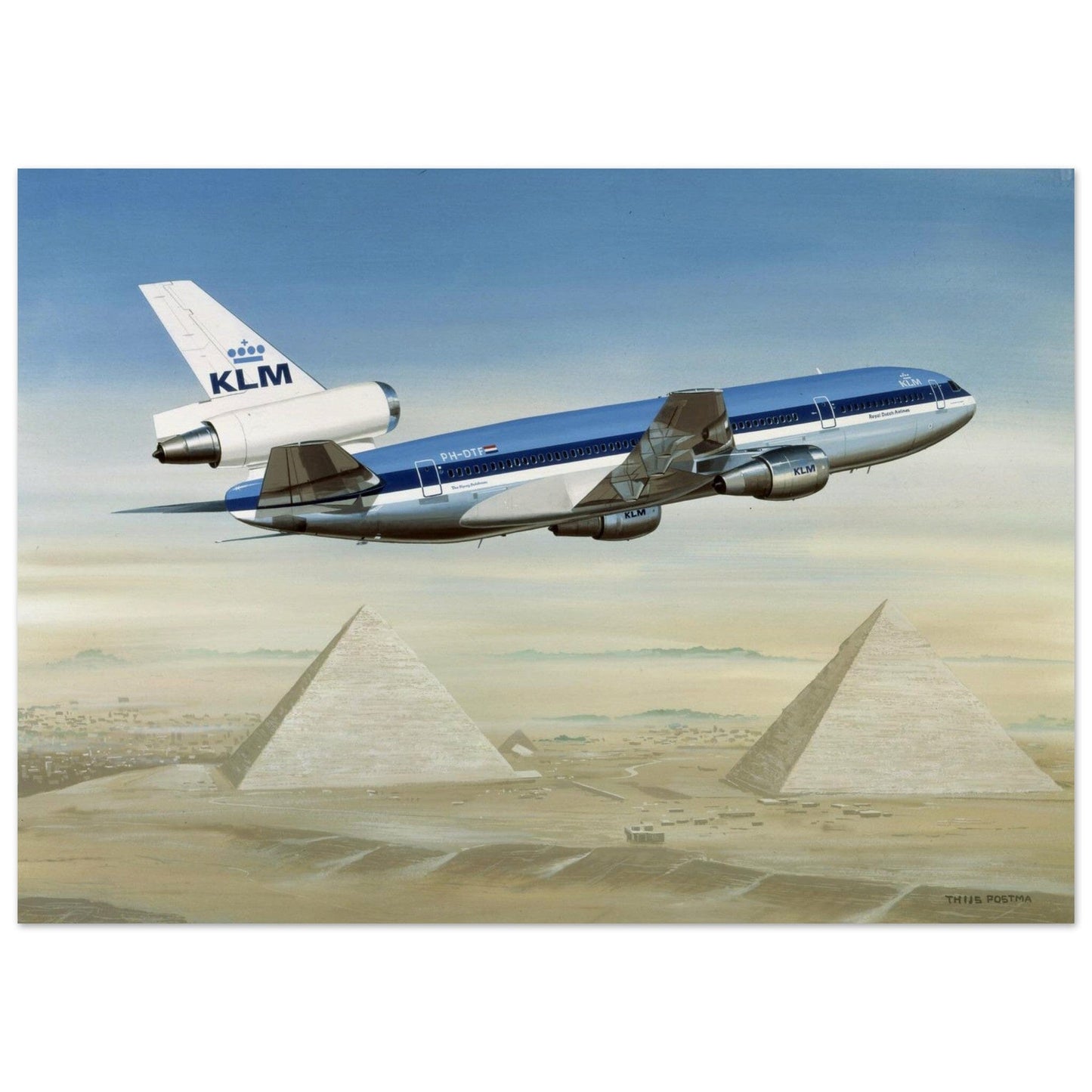 Thijs Postma - Poster - Douglas DC-10 KLM Pyramides Poster Only TP Aviation Art 50x70 cm / 20x28″ 