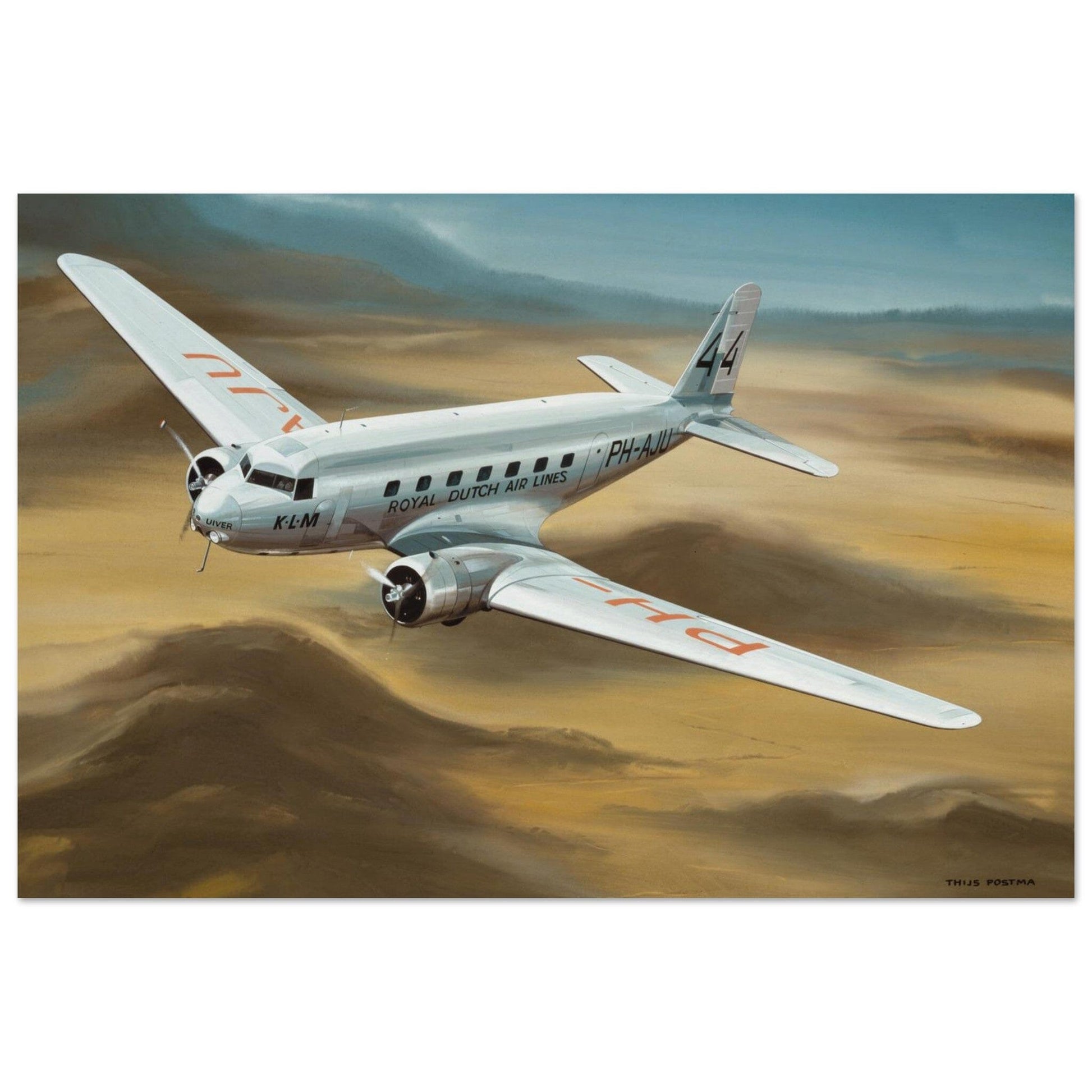 Thijs Postma - Poster - Douglas DC-2 PH-AJU Aviahobby Poster Only TP Aviation Art 40x60 cm / 16x24″ 