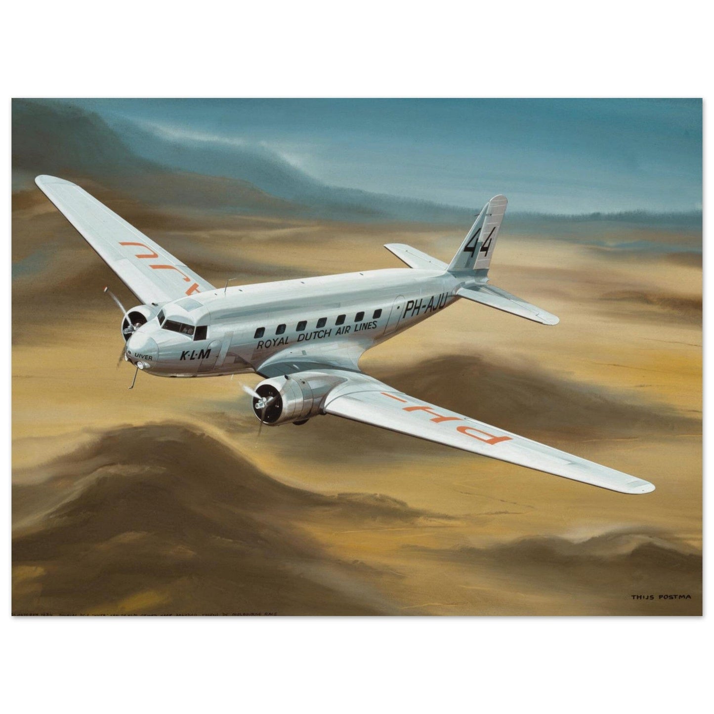 Thijs Postma - Poster - Douglas DC-2 PH-AJU Aviahobby Poster Only TP Aviation Art 45x60 cm / 18x24″ 