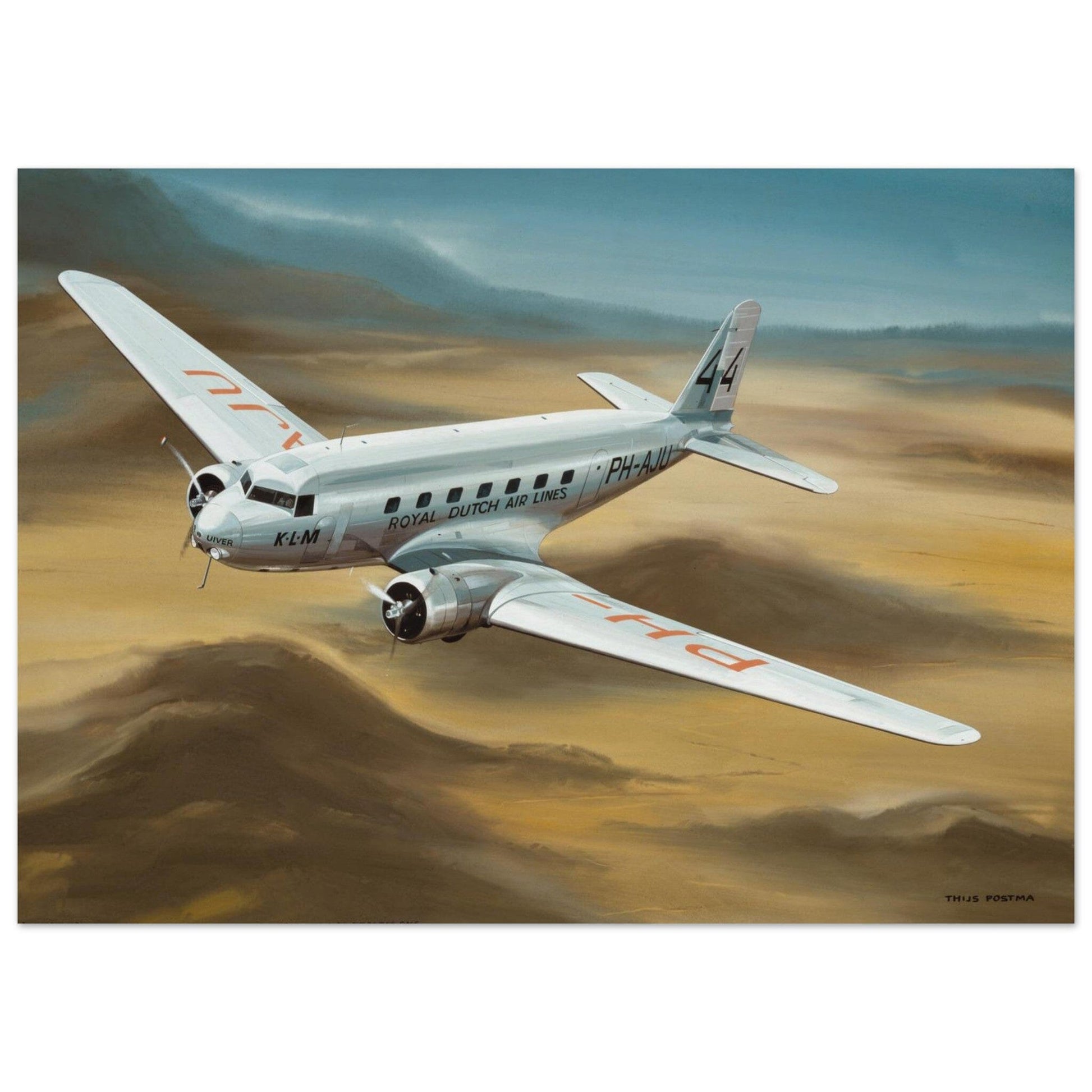 Thijs Postma - Poster - Douglas DC-2 PH-AJU Aviahobby Poster Only TP Aviation Art 50x70 cm / 20x28″ 