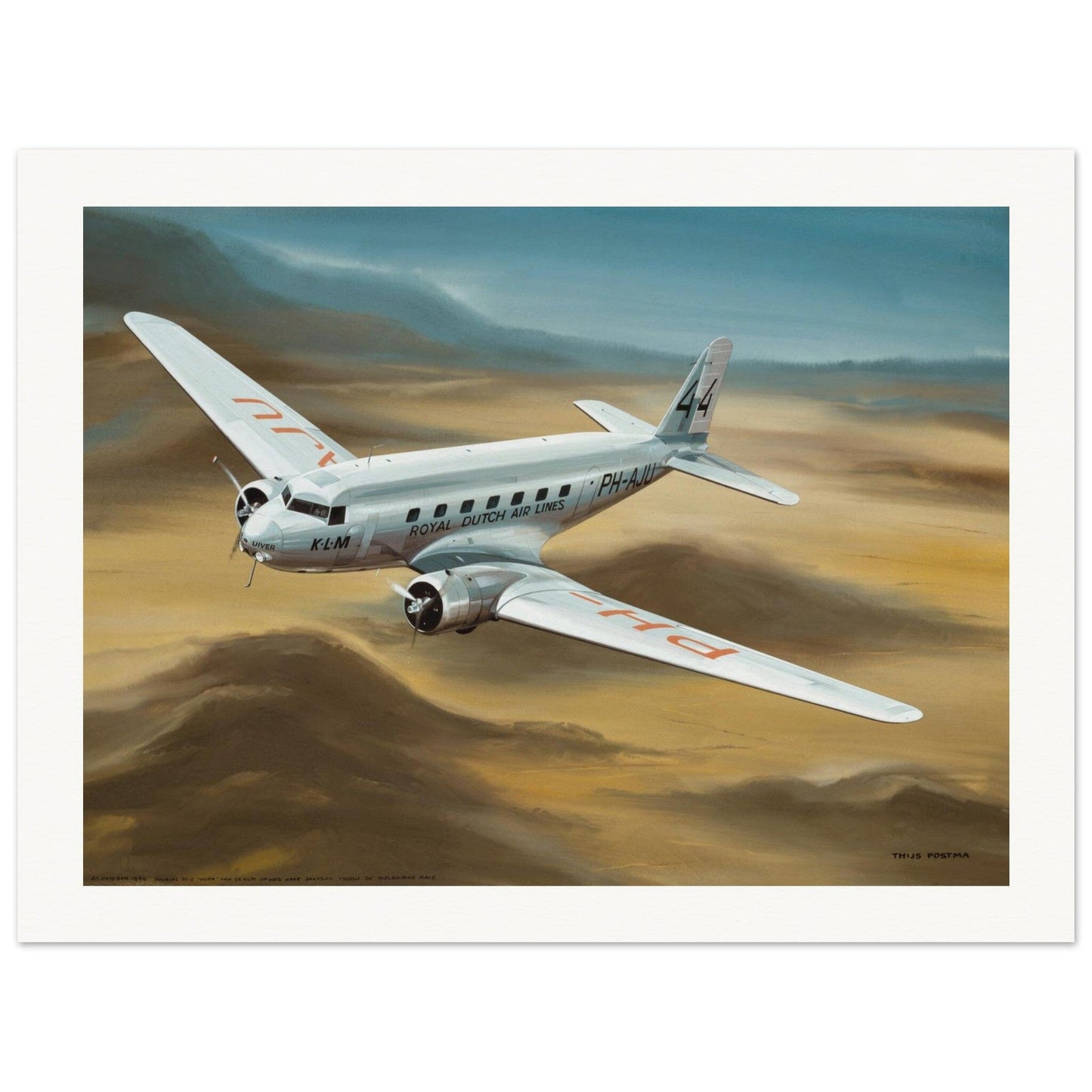 Thijs Postma - Poster - Douglas DC-2 PH-AJU Aviahobby Poster Only TP Aviation Art 60x80 cm / 24x32″ 