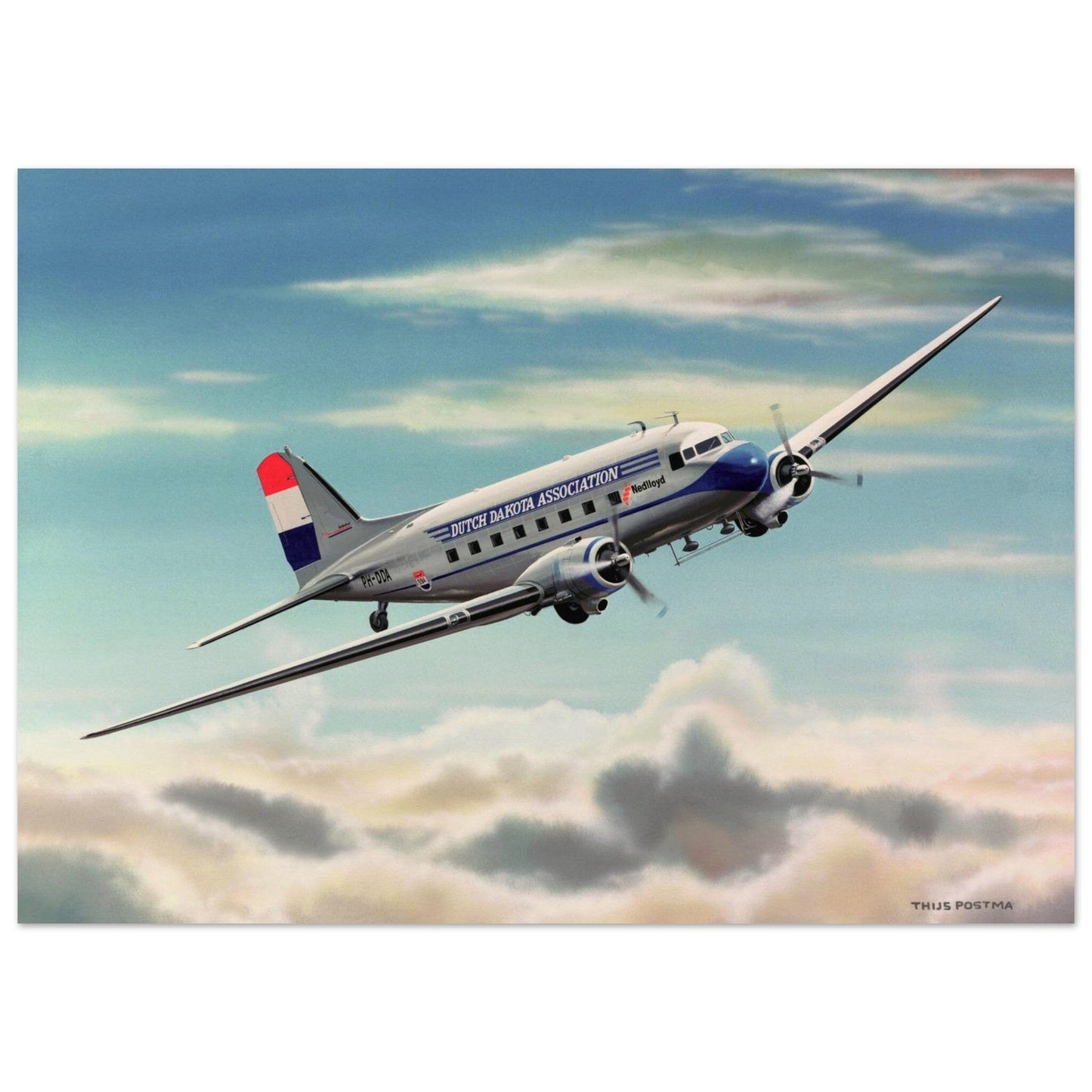 Thijs Postma - Poster - Douglas DC-3 DDA Nedlloyd Poster Only TP Aviation Art 50x70 cm / 20x28″ 