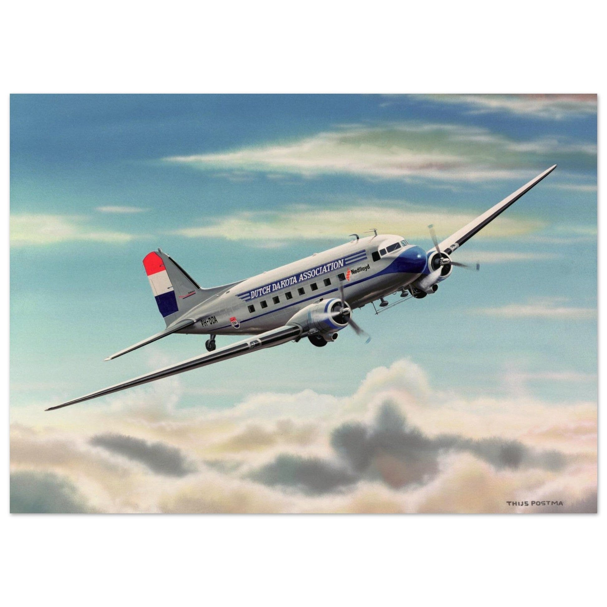 Thijs Postma - Poster - Douglas DC-3 DDA Nedlloyd Poster Only TP Aviation Art 50x70 cm / 20x28″ 