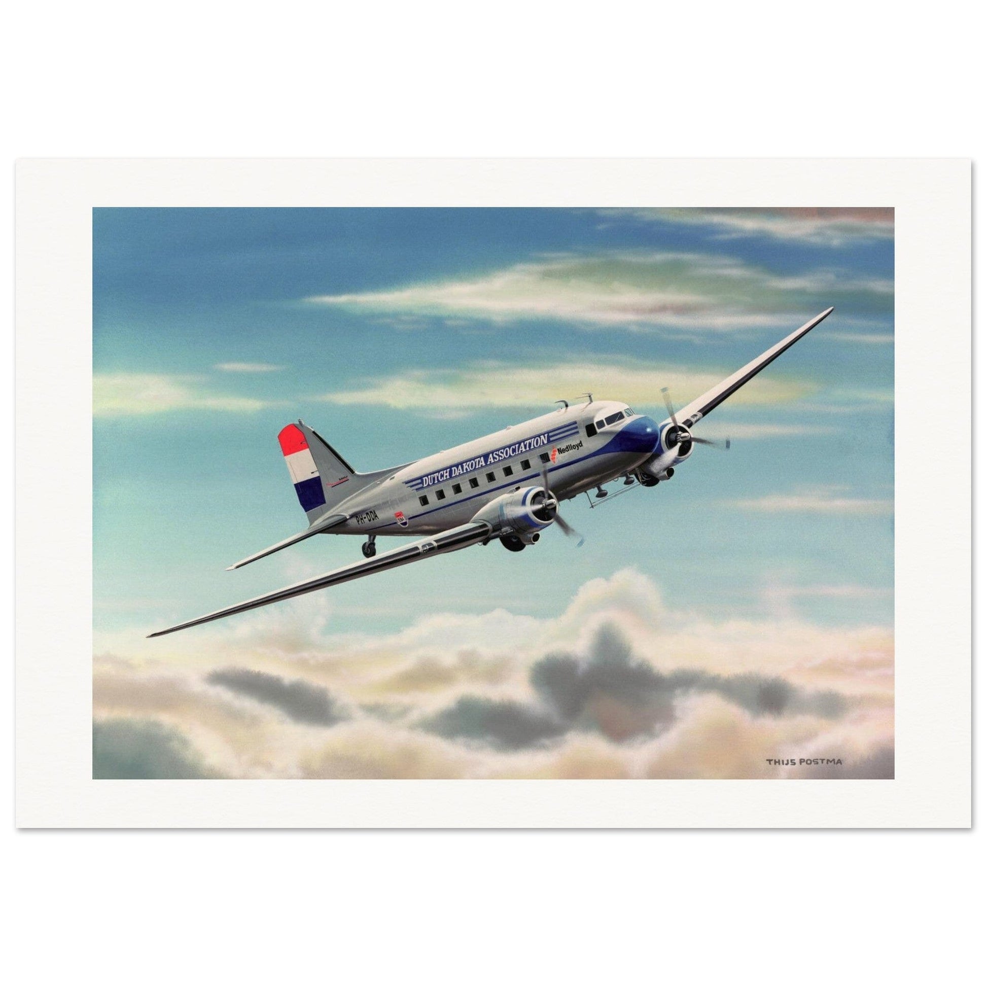 Thijs Postma - Poster - Douglas DC-3 DDA Nedlloyd Poster Only TP Aviation Art 70x100 cm / 28x40″ 