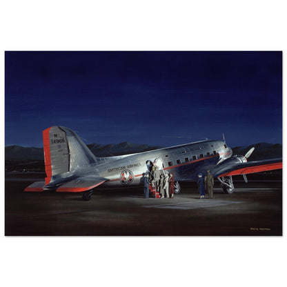 Thijs Postma - Poster - Douglas DC-3 (DST) American Airlines Poster Only TP Aviation Art 40x60 cm / 16x24″ 