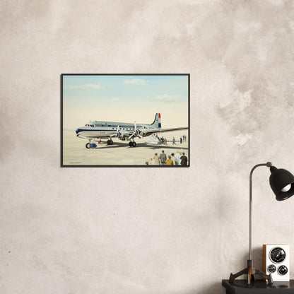 Thijs Postma - Poster - Douglas DC-4 Skymaster KLM PH-TLK Boarding - Metal Frame Poster - Metal Frame TP Aviation Art 