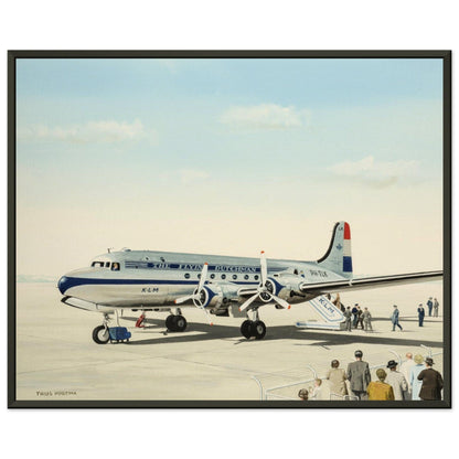 Thijs Postma - Poster - Douglas DC-4 Skymaster KLM PH-TLK Boarding - Metal Frame Poster - Metal Frame TP Aviation Art 40x50 cm / 16x20″ 