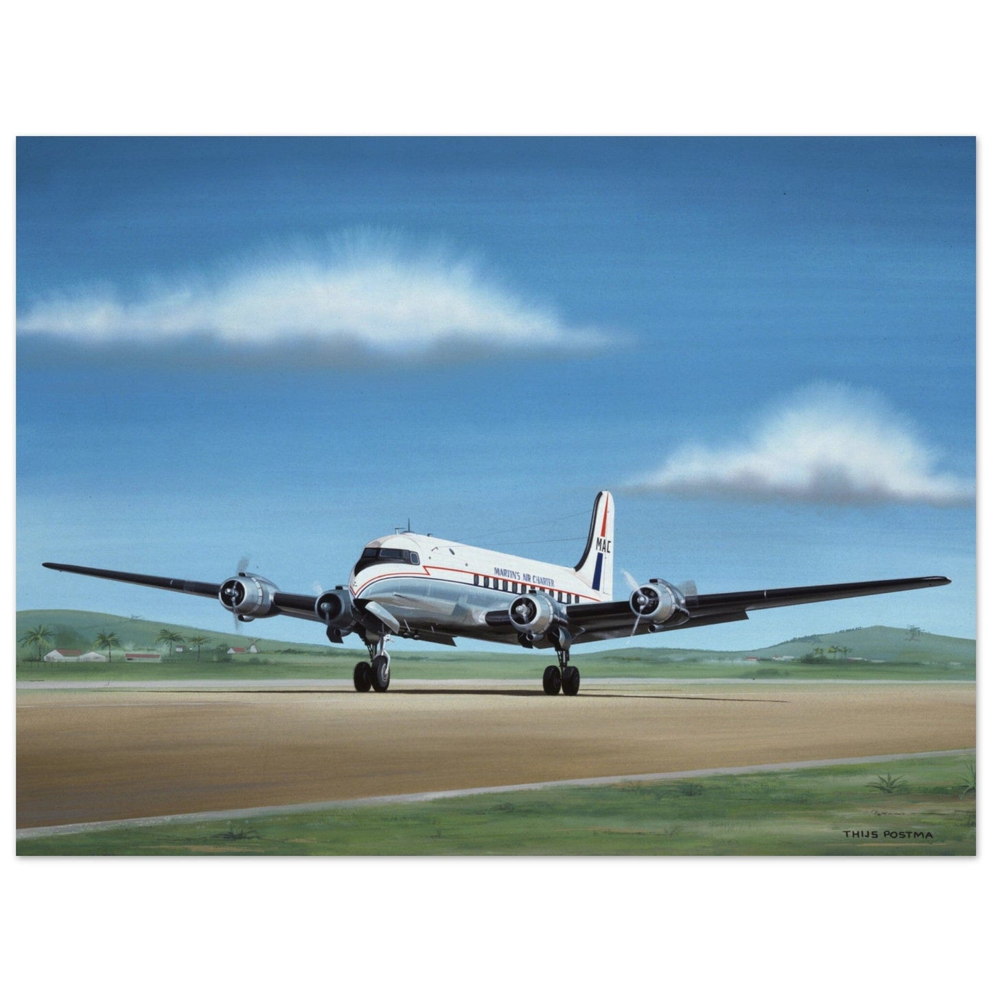 Thijs Postma - Poster - Douglas DC-4 Skymaster Martinair Poster Only TP Aviation Art 45x60 cm / 18x24″ 