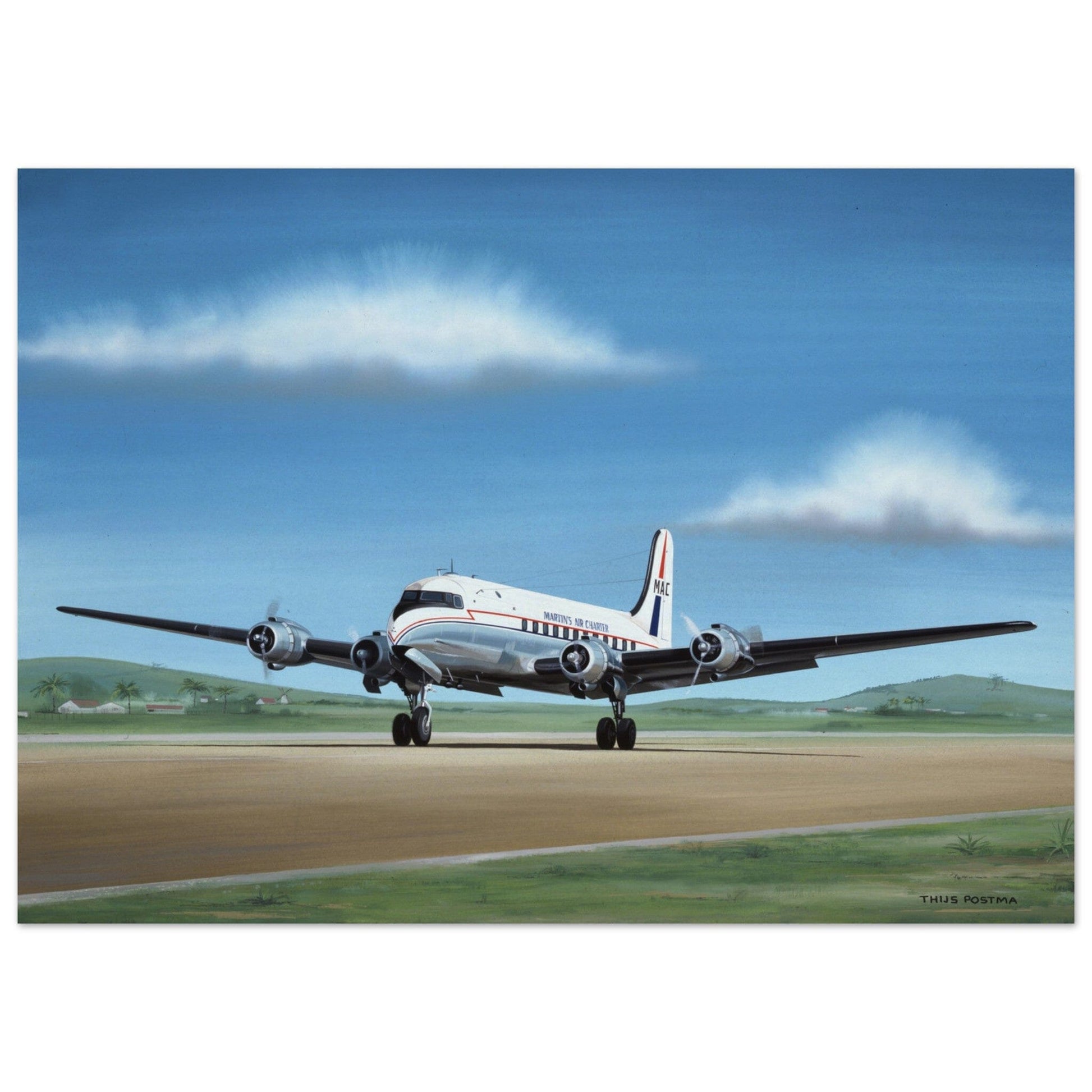 Thijs Postma - Poster - Douglas DC-4 Skymaster Martinair Poster Only TP Aviation Art 50x70 cm / 20x28″ 