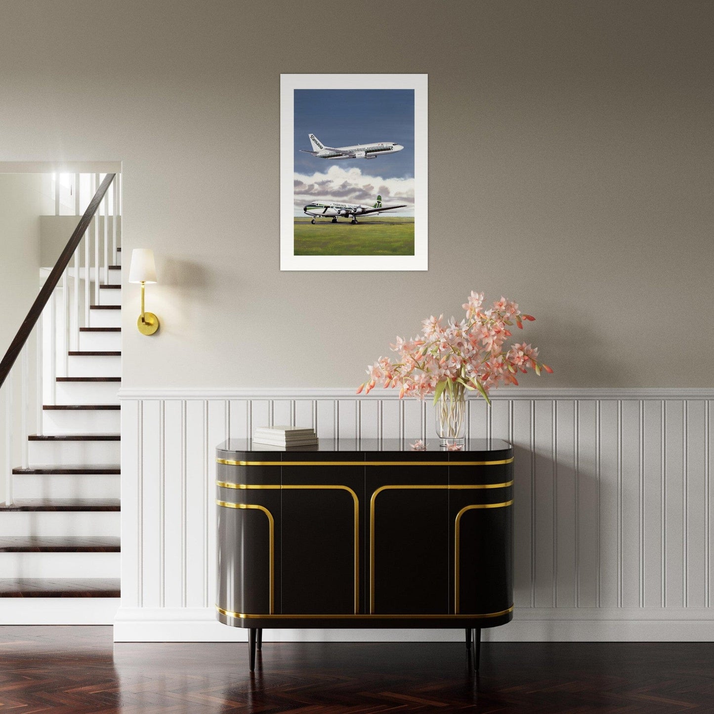 Thijs Postma - Poster - Douglas DC-6 With Boeing 737 Transavia Poster Only TP Aviation Art 