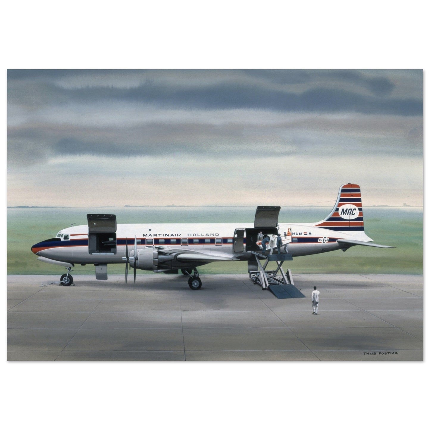 Thijs Postma - Poster - Douglas DC-6A Liftmaster Martinair Poster Only TP Aviation Art 70x100 cm / 28x40″ 