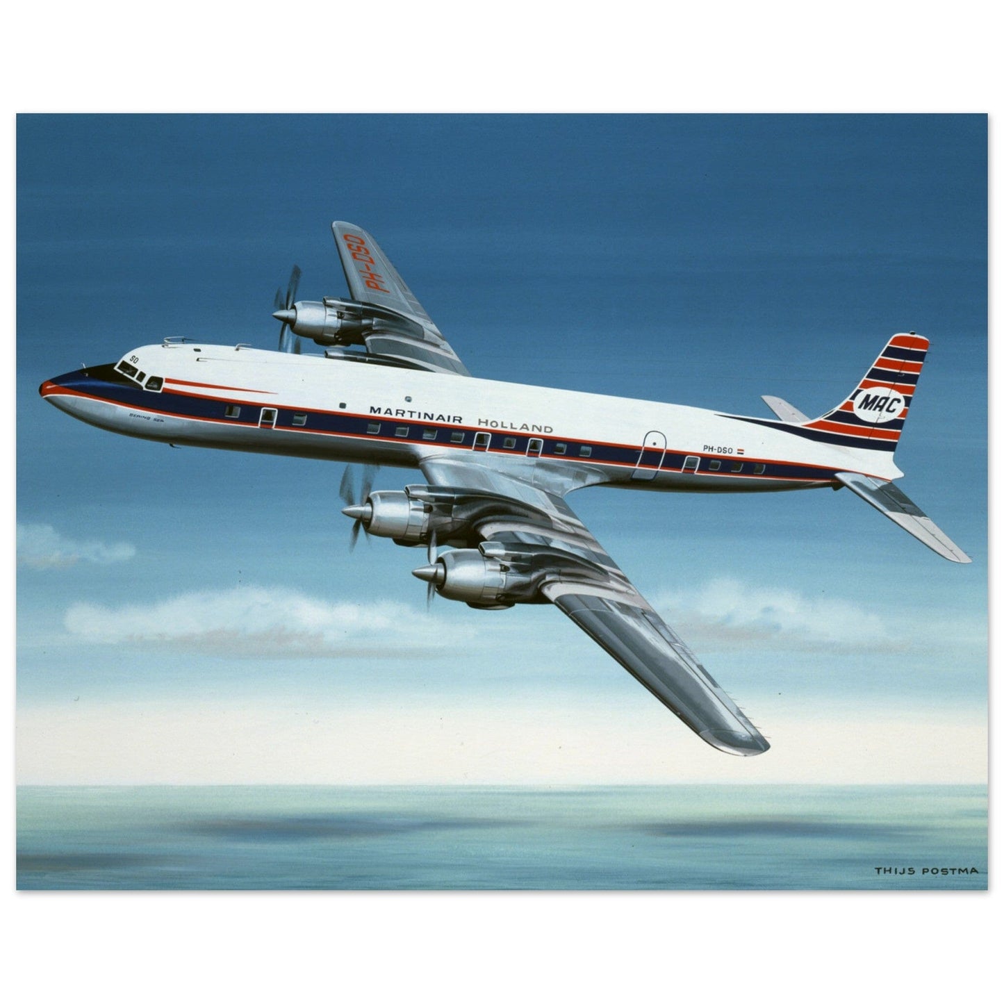 Thijs Postma - Poster - Douglas DC-7C Martinair Poster Only TP Aviation Art 40x50 cm / 16x20″ 