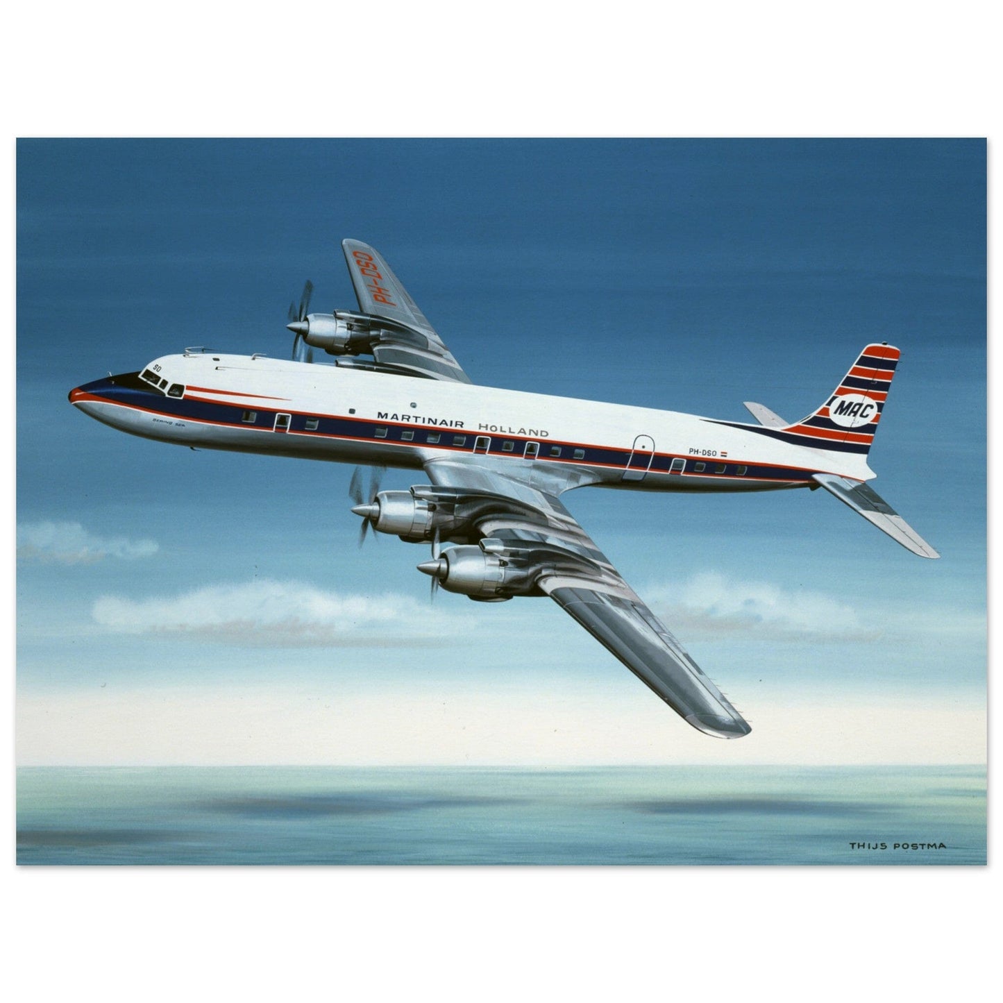 Thijs Postma - Poster - Douglas DC-7C Martinair Poster Only TP Aviation Art 45x60 cm / 18x24″ 