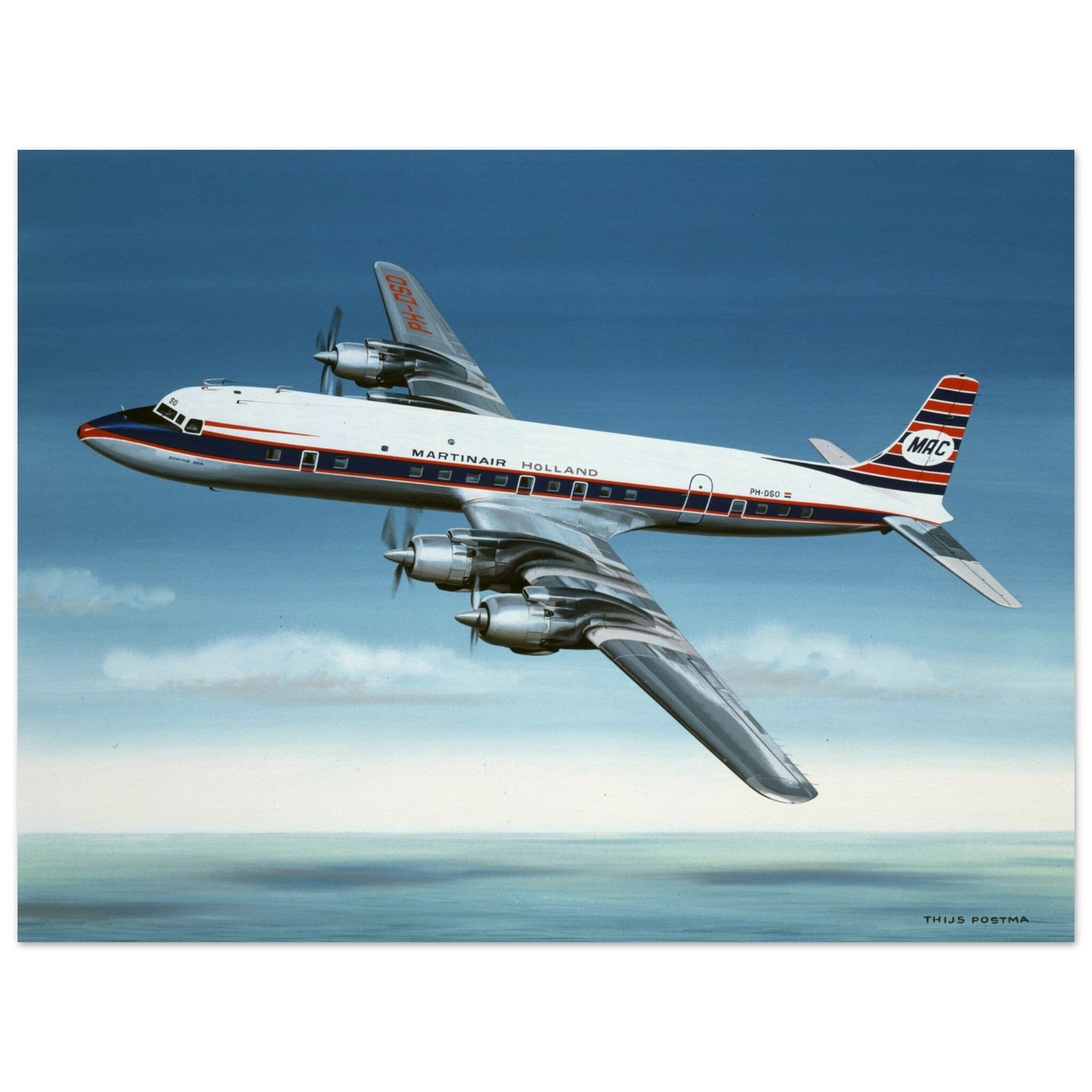 Thijs Postma - Poster - Douglas DC-7C Martinair Poster Only TP Aviation Art 60x80 cm / 24x32″ 