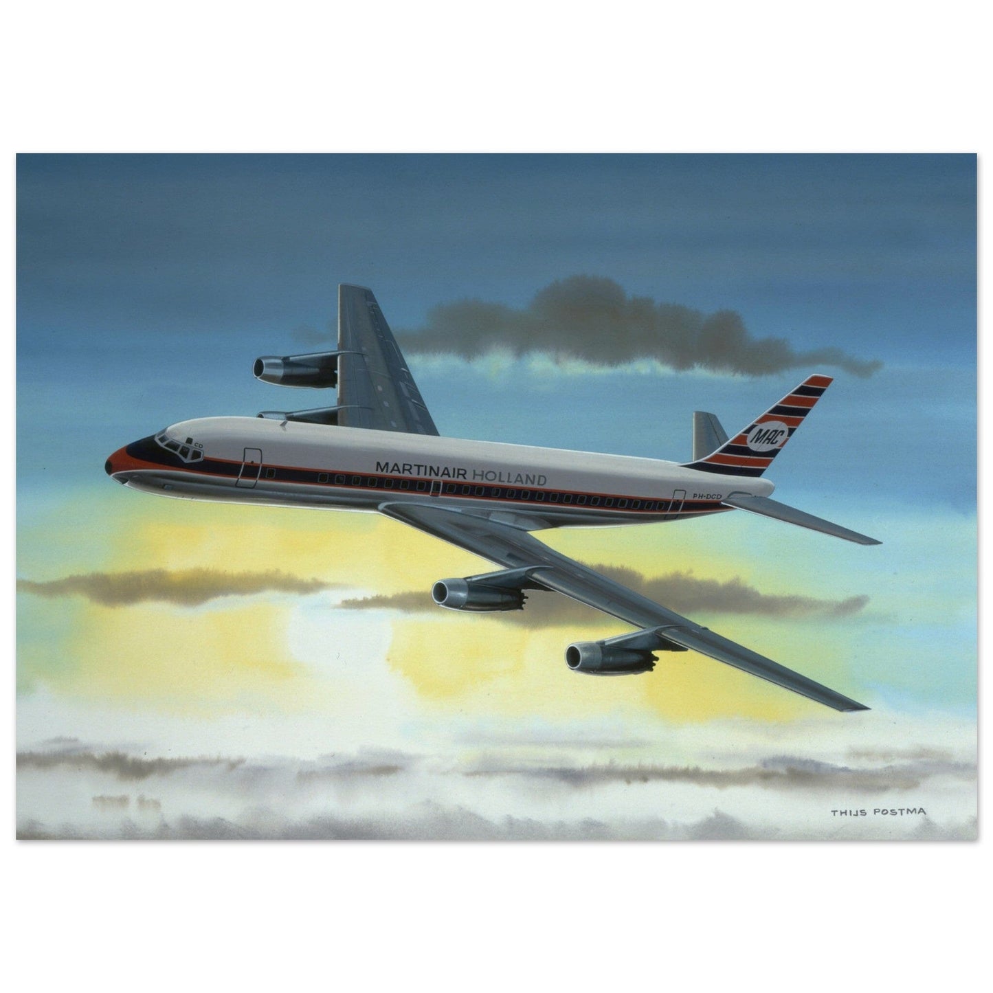 Thijs Postma - Poster - Douglas DC-8 Martinair Poster Only TP Aviation Art 50x70 cm / 20x28″ 