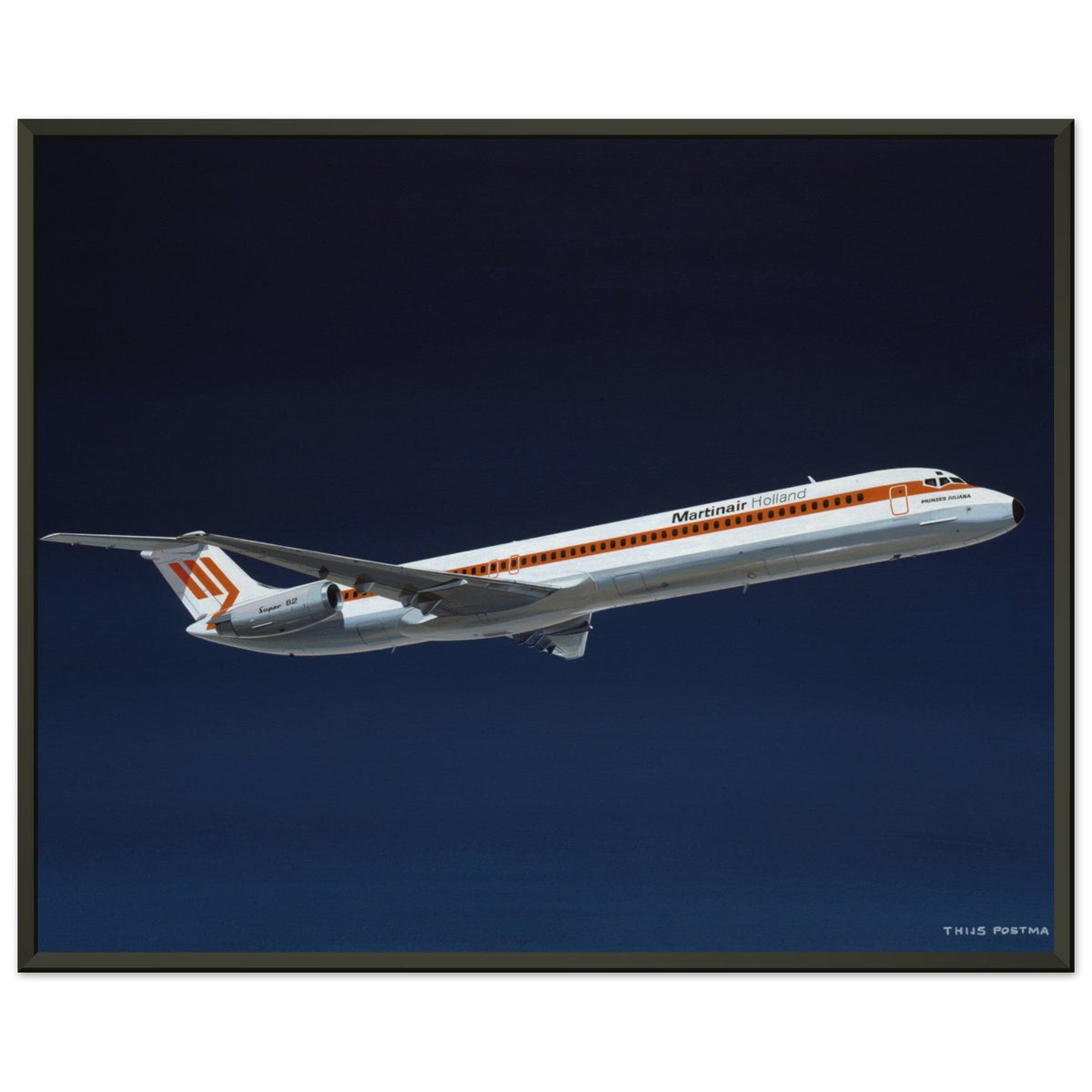 Thijs Postma - Poster - Douglas DC-9 MD-82 Martinair - Metal Frame Poster - Metal Frame TP Aviation Art 40x50 cm / 16x20″ 