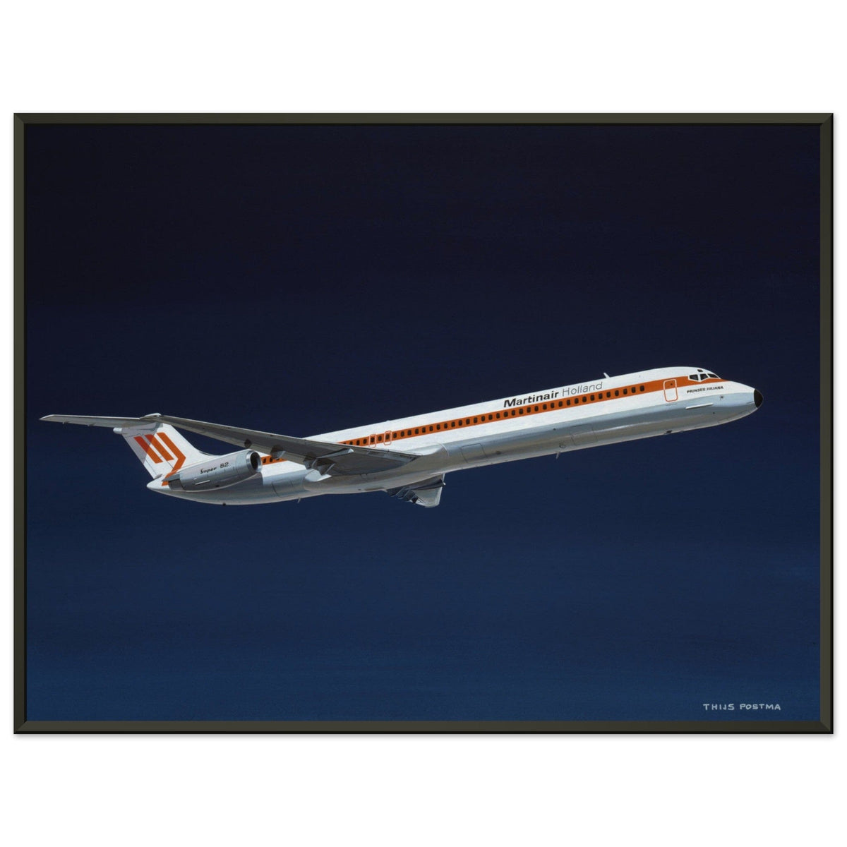 Thijs Postma - Poster - Douglas DC-9 MD-82 Martinair - Metal Frame Poster - Metal Frame TP Aviation Art 45x60 cm / 18x24″ 