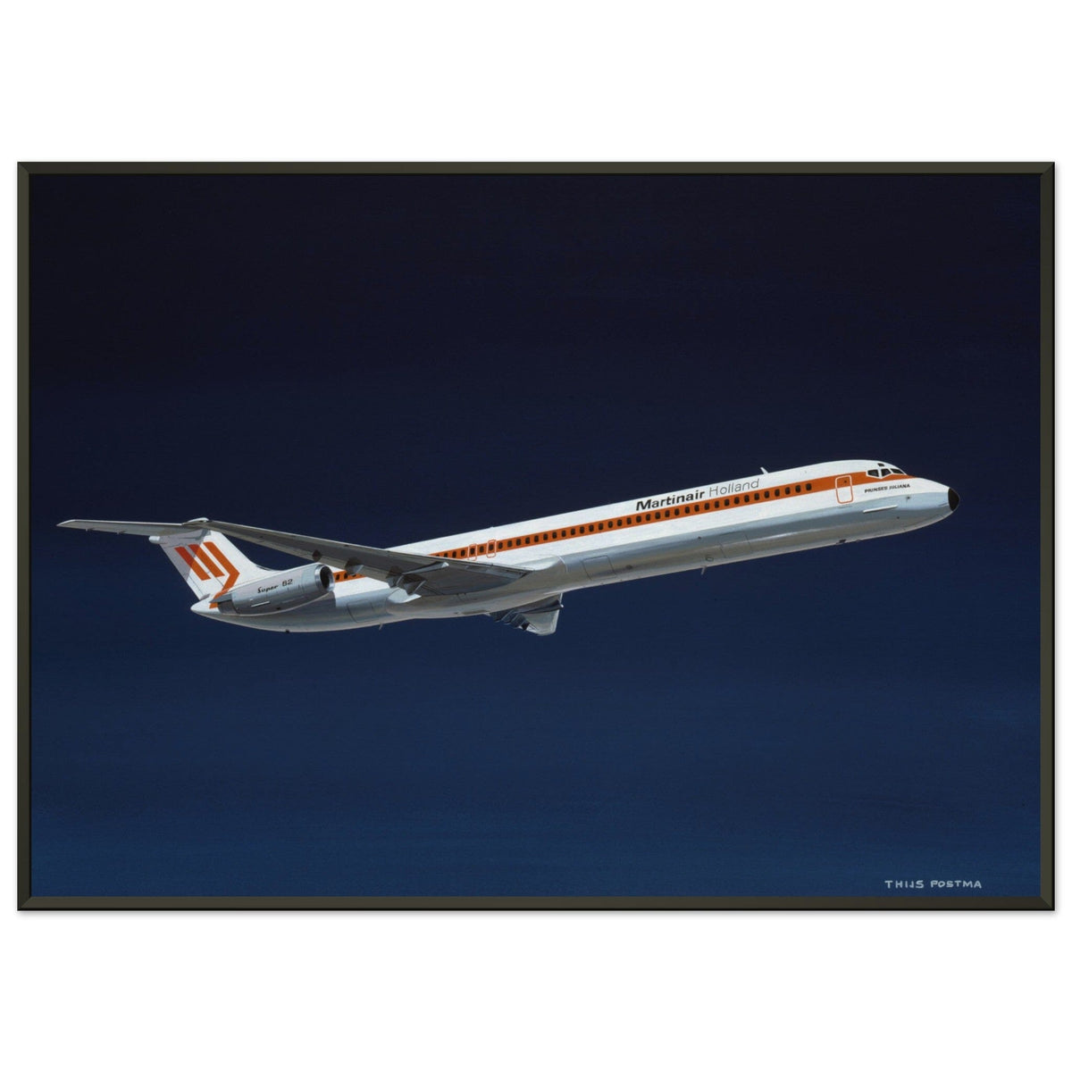 Thijs Postma - Poster - Douglas DC-9 MD-82 Martinair - Metal Frame Poster - Metal Frame TP Aviation Art 50x70 cm / 20x28″ 