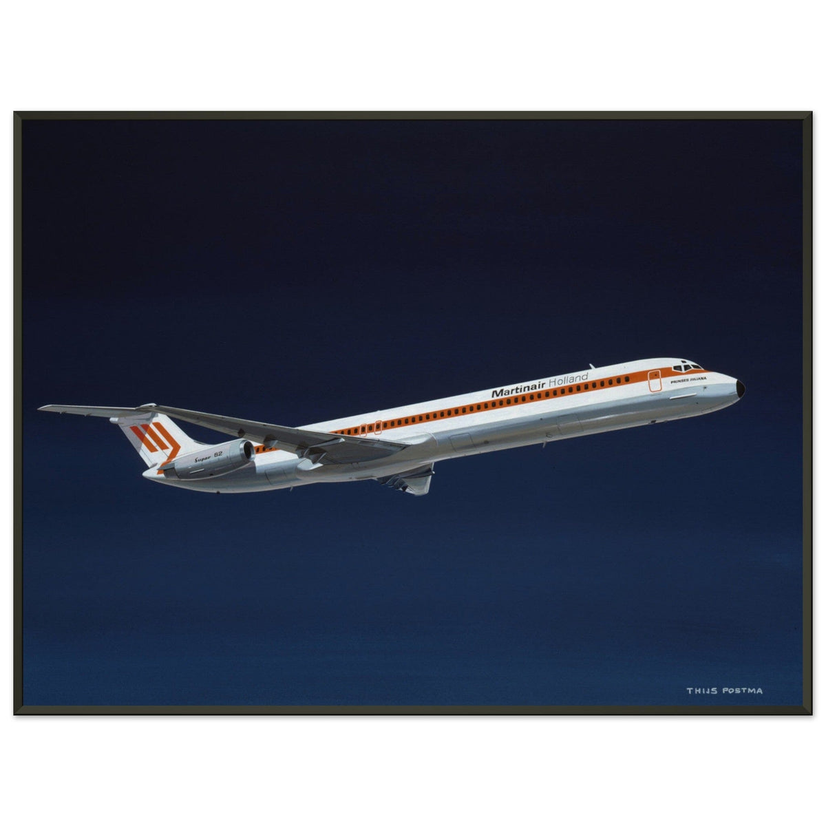 Thijs Postma - Poster - Douglas DC-9 MD-82 Martinair - Metal Frame Poster - Metal Frame TP Aviation Art 60x80 cm / 24x32″ 