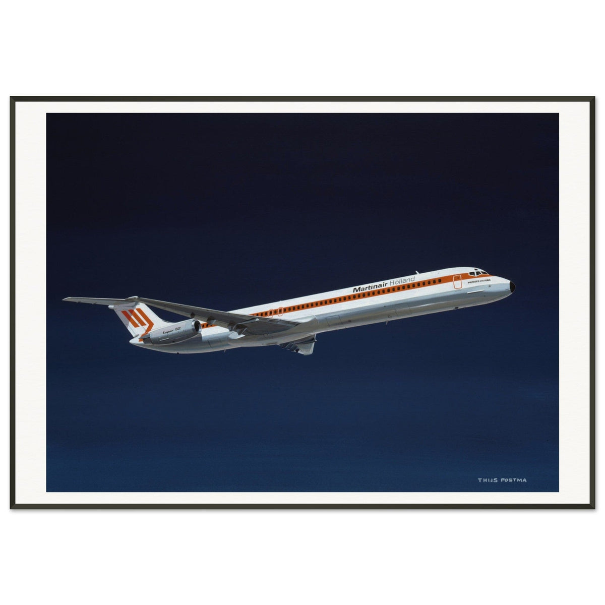 Thijs Postma - Poster - Douglas DC-9 MD-82 Martinair - Metal Frame Poster - Metal Frame TP Aviation Art 70x100 cm / 28x40″ 