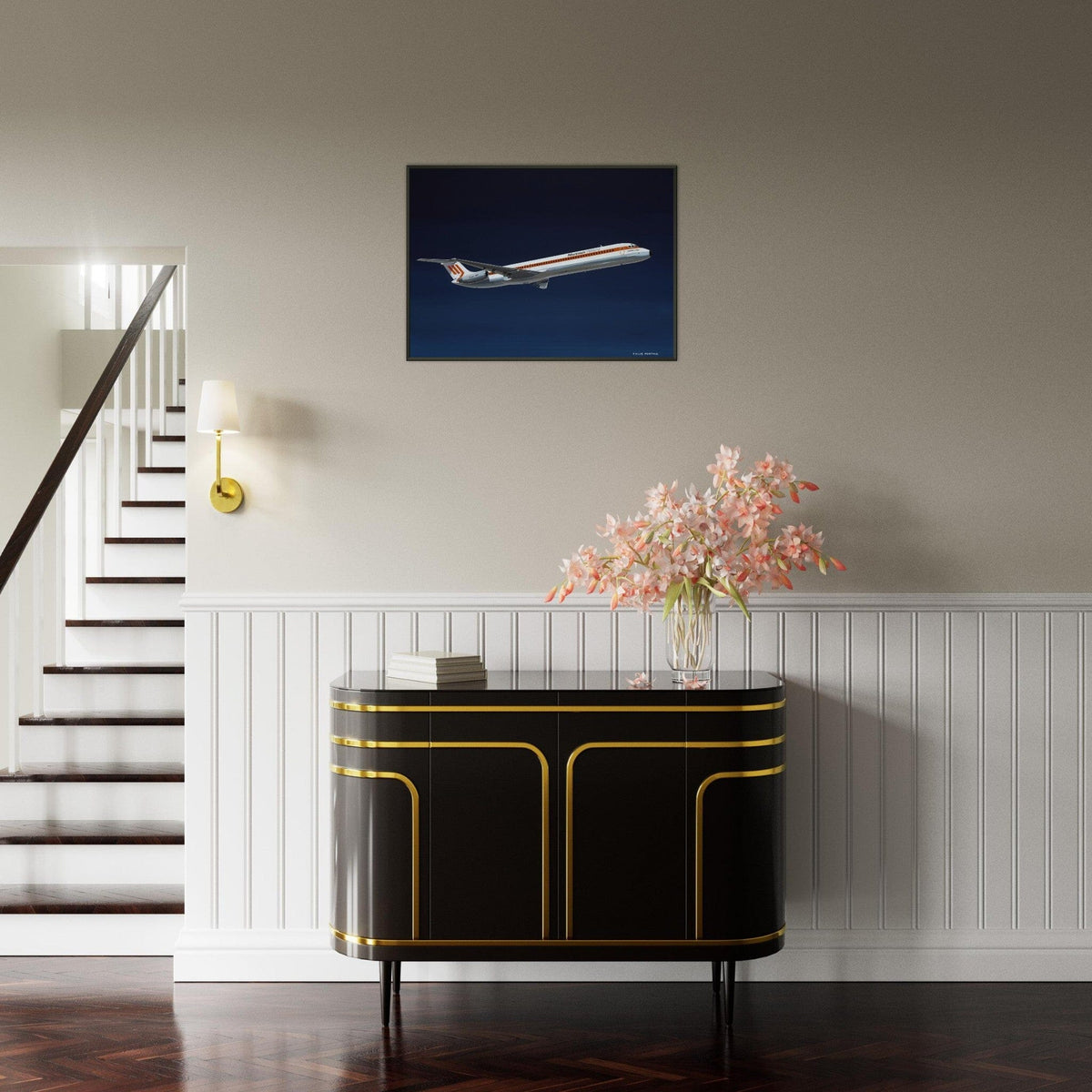 Thijs Postma - Poster - Douglas DC-9 MD-82 Martinair - Metal Frame Poster - Metal Frame TP Aviation Art 