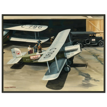 Thijs Postma - Poster - Douglas M-4 Discussing The Mail Plane - Metal Frame Poster - Metal Frame TP Aviation Art 45x60 cm / 18x24″ 
