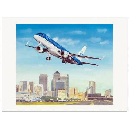 Thijs Postma - Poster - Embraer 190 CityHopper London City Airport Poster Only TP Aviation Art 60x80 cm / 24x32″ 