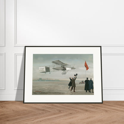 Thijs Postma - Poster - Farman No.1 First Flight Of One Kilometer Over Europe - Metal Frame Poster - Metal Frame TP Aviation Art 