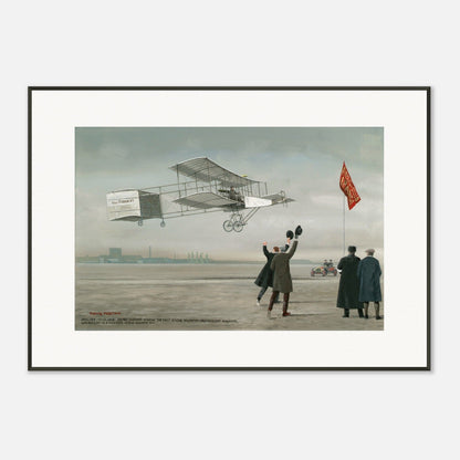 Thijs Postma - Poster - Farman No.1 First Flight Of One Kilometer Over Europe - Metal Frame Poster - Metal Frame TP Aviation Art 70x100 cm / 28x40″ 