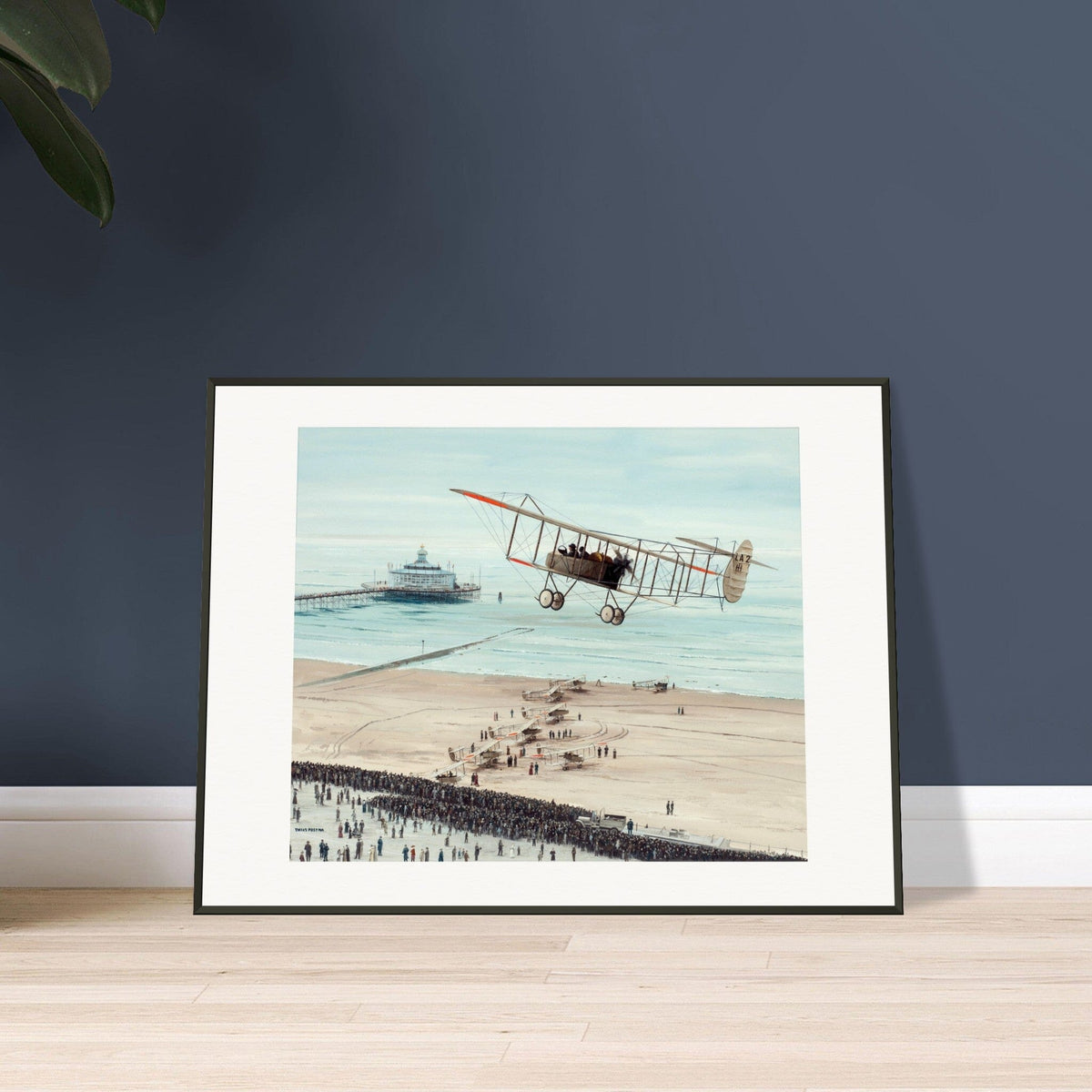 Thijs Postma - Poster - Farmans HF.22 Scheveningen - Metal Frame Poster - Metal Frame TP Aviation Art 