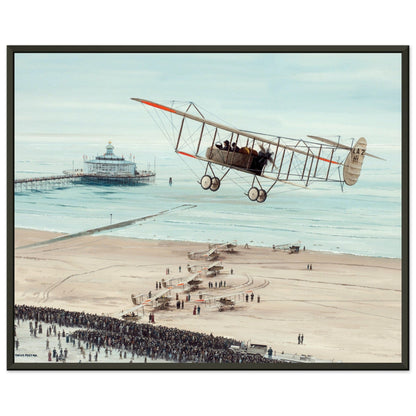 Thijs Postma - Poster - Farmans HF.22 Scheveningen - Metal Frame Poster - Metal Frame TP Aviation Art 40x50 cm / 16x20″ 