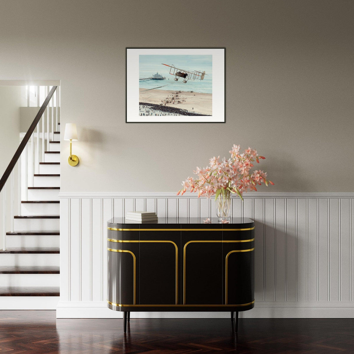 Thijs Postma - Poster - Farmans HF.22 Scheveningen - Metal Frame Poster - Metal Frame TP Aviation Art 