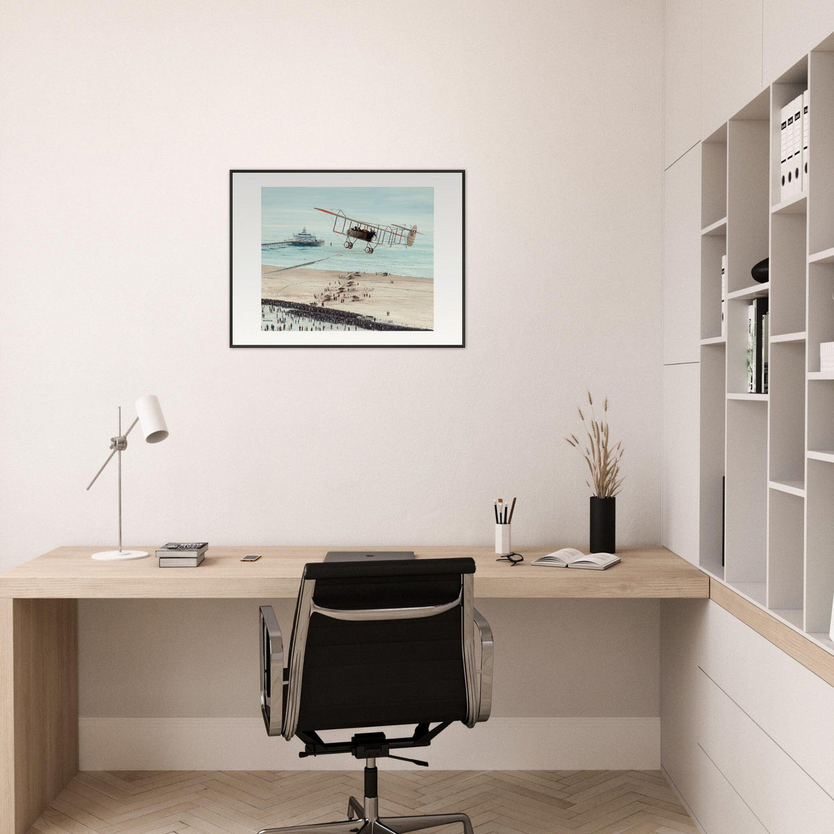 Thijs Postma - Poster - Farmans HF.22 Scheveningen - Metal Frame Poster - Metal Frame TP Aviation Art 