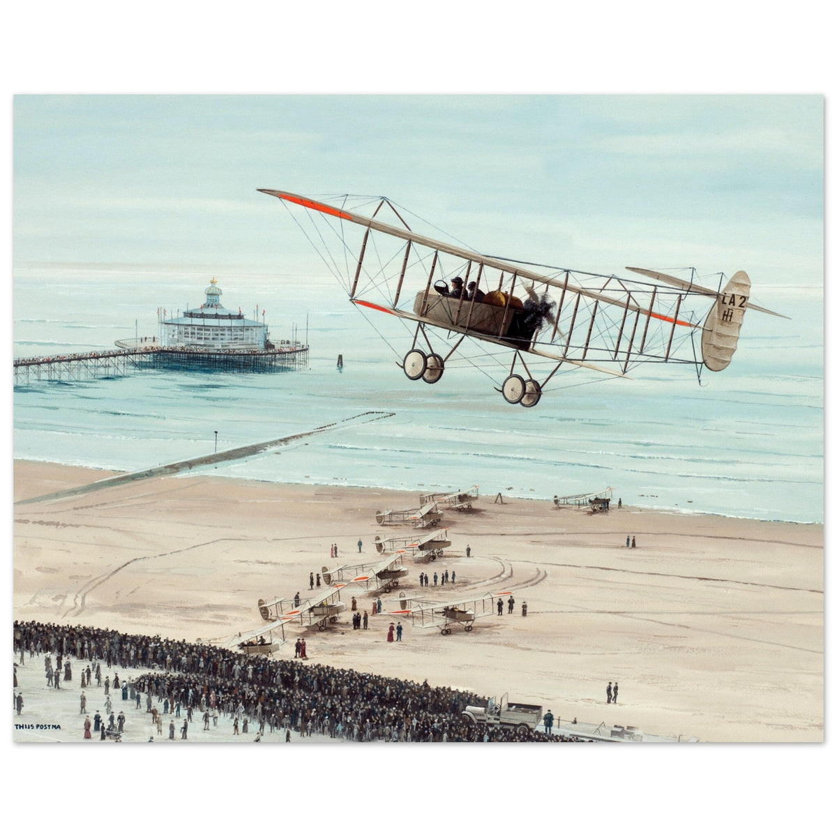 Thijs Postma - Poster - Farmans HF.22 Scheveningen Poster Only TP Aviation Art 40x50 cm / 16x20″ 