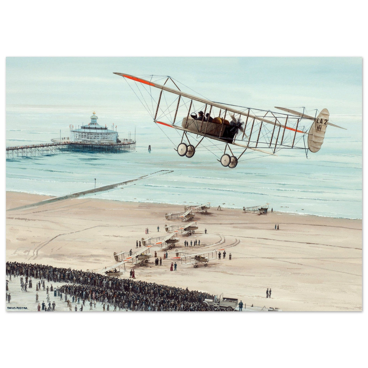 Thijs Postma - Poster - Farmans HF.22 Scheveningen Poster Only TP Aviation Art 50x70 cm / 20x28″ 