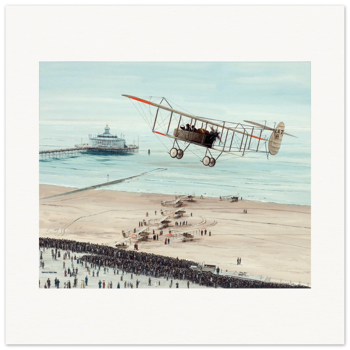 Thijs Postma - Poster - Farmans HF.22 Scheveningen Poster Only TP Aviation Art 70x70 cm / 28x28″ 