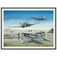 Thijs Postma - Poster - Focke-Wulf Fw 190 With Unexpected Visitors of Spitfires - Metal Frame Poster - Metal Frame TP Aviation Art 45x60 cm / 18x24″ 