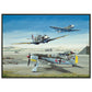 Thijs Postma - Poster - Focke-Wulf Fw 190 With Unexpected Visitors of Spitfires - Metal Frame Poster - Metal Frame TP Aviation Art 50x70 cm / 20x28″ 