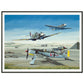 Thijs Postma - Poster - Focke-Wulf Fw 190 With Unexpected Visitors of Spitfires - Metal Frame Poster - Metal Frame TP Aviation Art 60x80 cm / 24x32″ 
