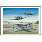 Thijs Postma - Poster - Focke-Wulf Fw 190 With Unexpected Visitors of Spitfires - Metal Frame Poster - Metal Frame TP Aviation Art 70x100 cm / 28x40″ 